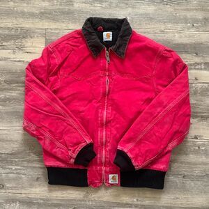 Vintage Carhartt Red Santa Fe Quilt Lined Jacket Size M/L